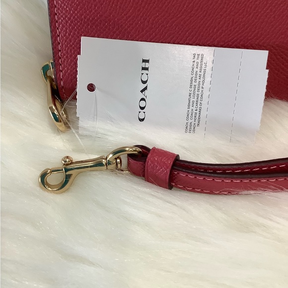 Coach C4451 Crossgrain Long Zip Around Wallet Wristlet Strawberry Haze - Picture 10 of 10